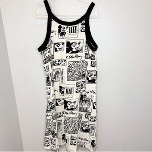 H & M Girls Mickey Mouse X Keith Haring Dress 8 10 Black White Knit Comic Print